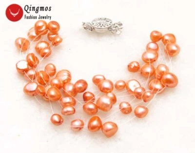 Pulsera BARROCA Perla Rosa Natural 4-6mm 9 Hilos 7.5" Pulsera Rigidez Foto 1 de 4