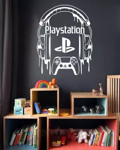 Schmelzender Kopfhörer Gaming Wandaufkleber Gamer Playstation Logo PS5 Kinder Aufkleber PSH - Bild 1 von 7