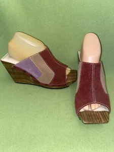 Wine, Tan & Purple John Fluevog Faith Narareth Wedge US6-6.5 - Picture 1 of 4