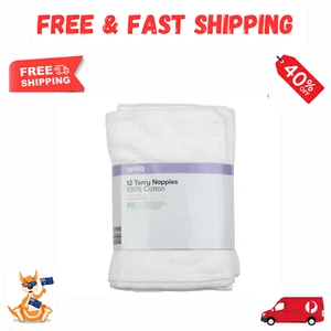 12 PACK Cotton Cloth Nappies Terry Towelling Reusable Soft Nappy Infant New born - Picture 1 of 4