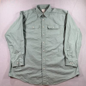 LL Bean Sunwashed Canvas Shirt Mens 2XLT Green Long Sleeve Button Up Work - Picture 1 of 8