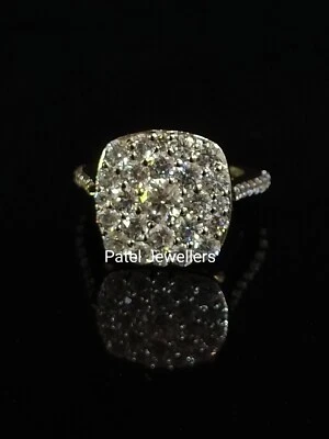 2CT Moissanite Cluster Halo Engagement Ring 14K White Gold Plated - Image 1 of 4