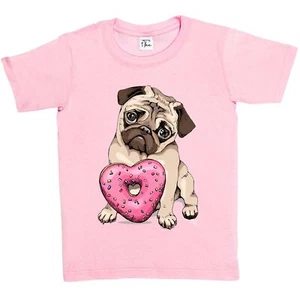 Camiseta 1Tee Niños Niñas Pug con Corazón Donut - Imagen 1 de 15