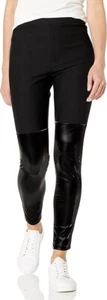 BCBGMAXAZRIA womens High Waisted Leggings With Faux Leather Panels Pants - Picture 1 of 3