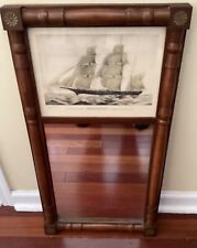 Antique Federal Style Mirror Currier & Ives Sailing Ship Print Hand Crafted USA