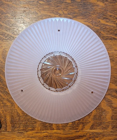 Vintage 10" Art Deco Glass Ceiling Light Fixture Shade ~ 3-hole ~ Frosted Pink Cover
