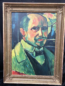 1920s RUSSIAN SOVIET EXPRESSIONIST PORTRAIT OIL PAINTING signed A Jawalensky ?
