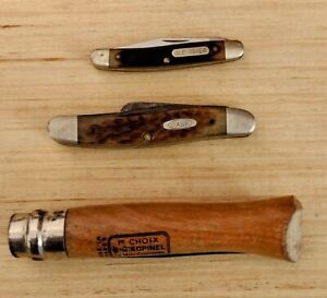 Three Collectible Pocket Knives Case Old Timer Choix Opinel