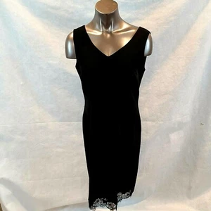 Albert Nipon 8 Petite Womens Black Lined Lace Embellished Dress - Picture 1 of 6