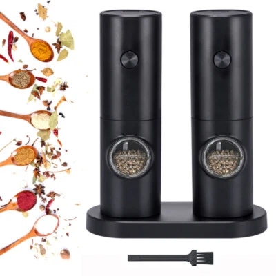 2x Electric Salt and Pepper Grinder Spice Grinder Salt Grinder Ceramic Grinder + LED - Image 1 of 4