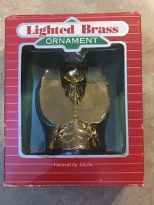 Hallmark 1988 HEAVENLY GLOW Lighted Brass Angel Ornament NOS - Picture 1 of 9
