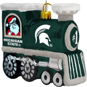 TS NCAA Michigan State Spartans Santa Blown Glass Train Ornament - Picture 1 of 1