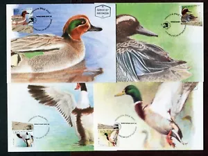 ISRAEL 1989, BIRDS, DUCKS, Scott 1025f-1025i (FROM S/S) ON 4 MAXI CARDS - Picture 1 of 1