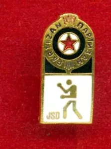 VINTAGE BOXING HEAVY metal ENAMEL pinback. SPORT CLUB PARTIZAN JSD - Picture 1 of 1