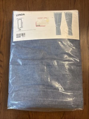New Set Of 2 Ikea LENDA Curtain Panels BLUE Chambray Tab Top 55 x 98” 803.961.77 - Image 1 of 4