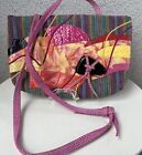 Vtg Carlos Fiori Shoulder Bag Pinks Multicolored Leather Fabric