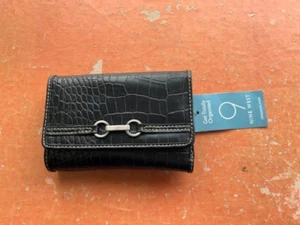Nine West Wallet Black Faux Leather Button Tri Fold NWT - Picture 1 of 3