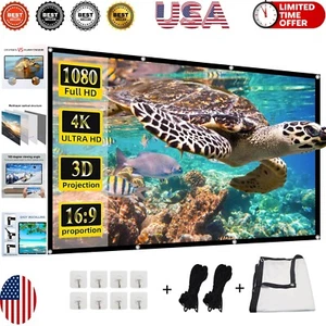 Portable 4K HD Projector Screen - 73x41 Inches, Double-Sided for Indoors/Outd... - Picture 1 of 9