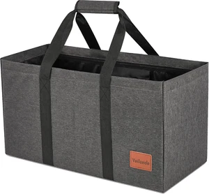 Large Utility Tote Bag Sturdy Bag with Zipper Pockets Handles WearResistant Grey - Picture 1 of 7