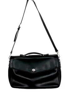 Coach Crossbody Lexington Black Messenger Computer Bag Briefcase Leather Unisex - Picture 1 of 12