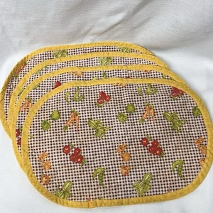 Juego de 4 manteles individuales vintage de tela vegetal de guinga marrón amarillo años 70’s/80’s - Imagen 1 de 11