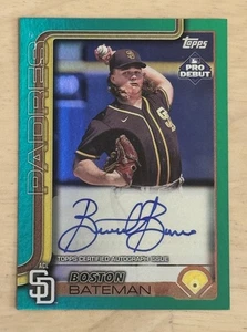 2025 Topps Pro Debut Boston Bateman Green Foil Auto /99 On Card PD-42 - Bild 1 von 2