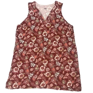 Lands' End Tank Top Women's 3XL Sleeveless Tunic Floral 100% Cotton Lagenlook - Picture 1 of 9