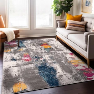 Cardiff Contemporary Abstract Stain Resistant Soft Area Rug 5' x 7' Multi - Picture 1 of 7