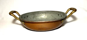 BOTTEGA NAVARINI ~ Redondo 2.5mm Cobre AU GRATINADO SARTÉN con Asas de Latón (2qt) ~ Italia - Imagen 1 de 9