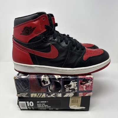 Nike Air Jordan 1 1994 Retro Size 10 Red Black Bred Box - Image 1 of 4