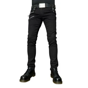 Pantalones de Jean TRIPP NYC Punk Rock Star Gótico Emo Negro Ajustado Top Rocker SD7388M - Imagen 1 de 9