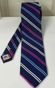 Peter Millar Hand Folded Blue Pink Multicolor Striped Neck Tie Silk 59”x3” - Picture 1 of 4