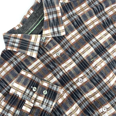 CARBON 2 COBALT Mens M Brown/Black Plaid Linen-Blend Long-Sleeve Button-Up Shirt - Image 1 of 4