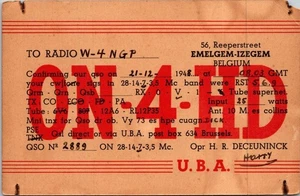 HAM RADIO CQ QSL CARDS ON4HD EMELGEM-IZEGEM BELGIUM 1948 - Picture 1 of 2