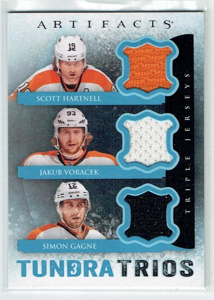 13-14 UD Artifacts Tundra Trios  Scott Hartnell--Jakub Voracek--Simon Gagne - Image 1 of 1