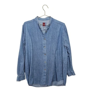Camicia donna denim vintage CINTURA SOLE taglia L bottoni davanti blu leggi dettaglio - Foto 1 di 9
