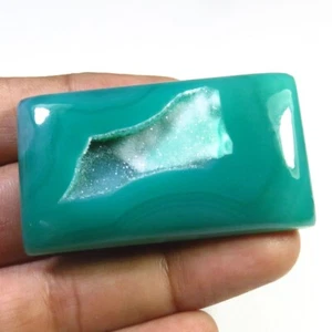 Natural Druzy Onyx Geode Agate Cabs Baguette Onyx Green Gemstone 49x27mm OD-1245 - Picture 1 of 5