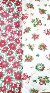 2 Vtg Vinyl Christmas Felt back tablecloths 51.5X70 (White) and 51.5x98 (Red) - Picture 1 of 3