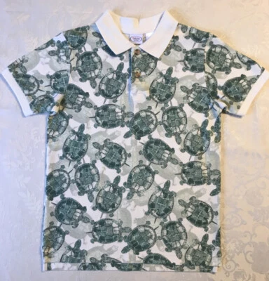 Polo Talbots Niños Tortugas Verde 100% Algodón Niños Talla 7 X Foto 1 de 4