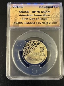 2018-S American Innovation Inaugural Dollar 1 $ ANACS RP 70 DCAM - Bild 1 von 2