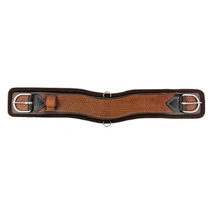 CIRCUNFERENCIA DE CABALLO 6" Ancho TEJIDO DE CANASTA Tooled Showman CUERO en Fondo de FIELTRO Extraíble - Imagen 1 de 3