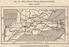 Most densely populated region in Ontario. Toronto Niagara. Canada 1885 old map