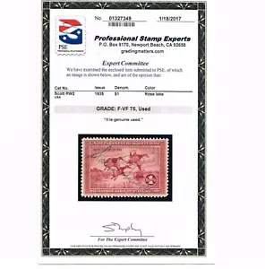 EXCEPTIONAL SCOTT #RW2 USED FEDERAL DUCK STAMP PSE CERT GRADED F-VF 75 - Picture 1 of 3