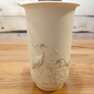 Rosenthal Vase Birds Blue Herons Ceramic Germany Handgemalt R.K. Swanky Barn - Picture 1 of 12