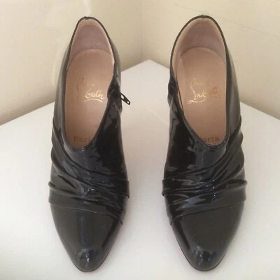 CHRISTIAN LOUBOUTIN Black Patent Leather Booties in Size 38 - Image 1 of 4