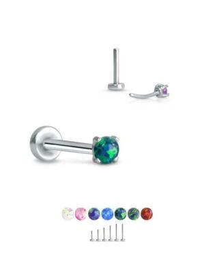 Anillo nariz pasador de empuje Labret sin rosca acero Monroe 1,5 mm punta ópalo 18G 20G Foto 1 de 2