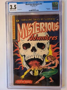 MYSTERIOUS ADVENTURES # 13 STORY COMICS 1953 CGC 3.5 CLASSIC BURNING SKULL COVER - Picture 1 of 2