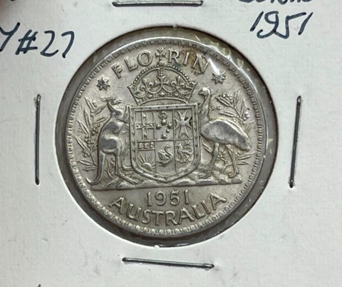 1951 Australia 1 One Florin - KM# 48  bg Cover