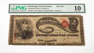 Lazy Deuce $2 Ch #668 National Currency Note Fr #387a Graded by PMG as VG 10 - Picture 1 of 4