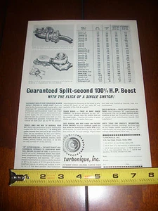 Turbonique 1965 - 100 % hp BOOST WITH THE FLICK OF A SWITCH ***ANUNCIO ORIGINAL*** - Imagen 1 de 4